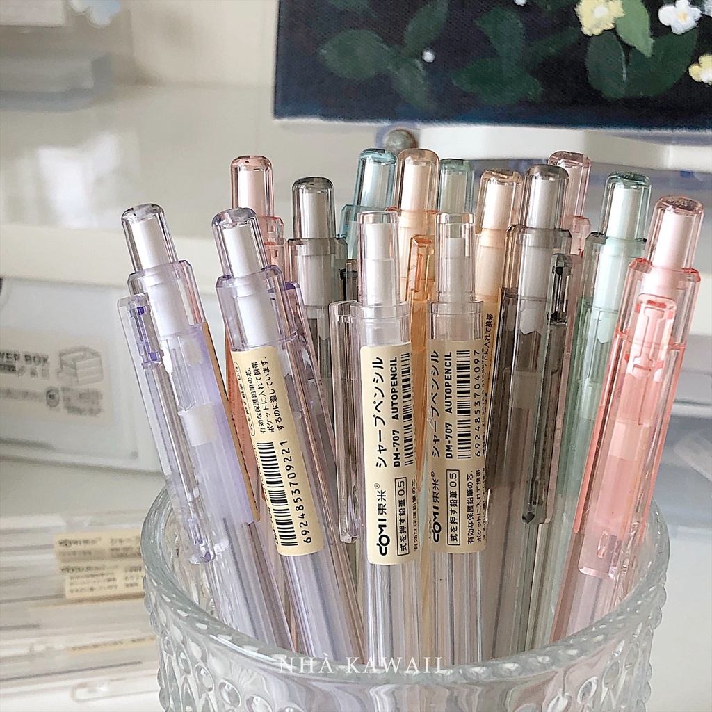 Bút chì bấm DOMI AUTO-PENCIL nhiều màu trong suốt ngòi 0.5mm