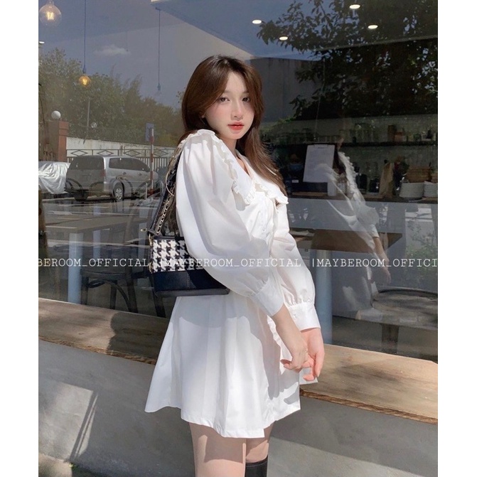 ĐẦM BBD TRẮNG CỔ BÈO TAY PHỒNG