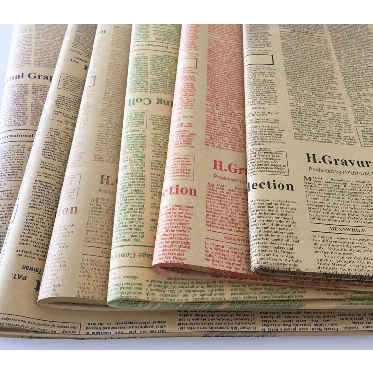 1 Tờ Giấy Gói Hoa 50x70cm Họa Tiết Tờ Báo Tiếng Anh