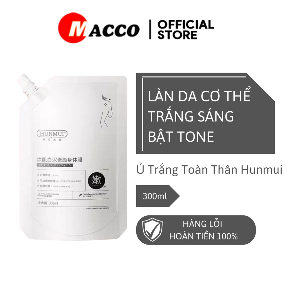 Mặt Nạ Ủ Trắng Toàn Thân Niacinamide Hunmui (300ml) Cho Làn Da Cơ Thể Trắng Sáng Bật Tone, Mịn Màng, Tươi Trẻ