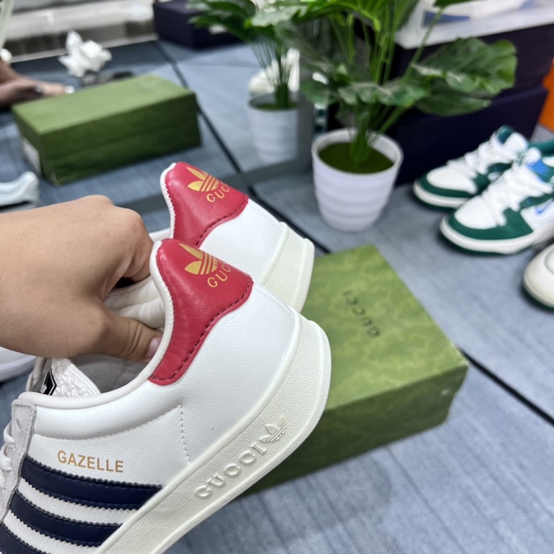 Giày Adidas x Guci Gazelle White Black - Trắng Kem Collad