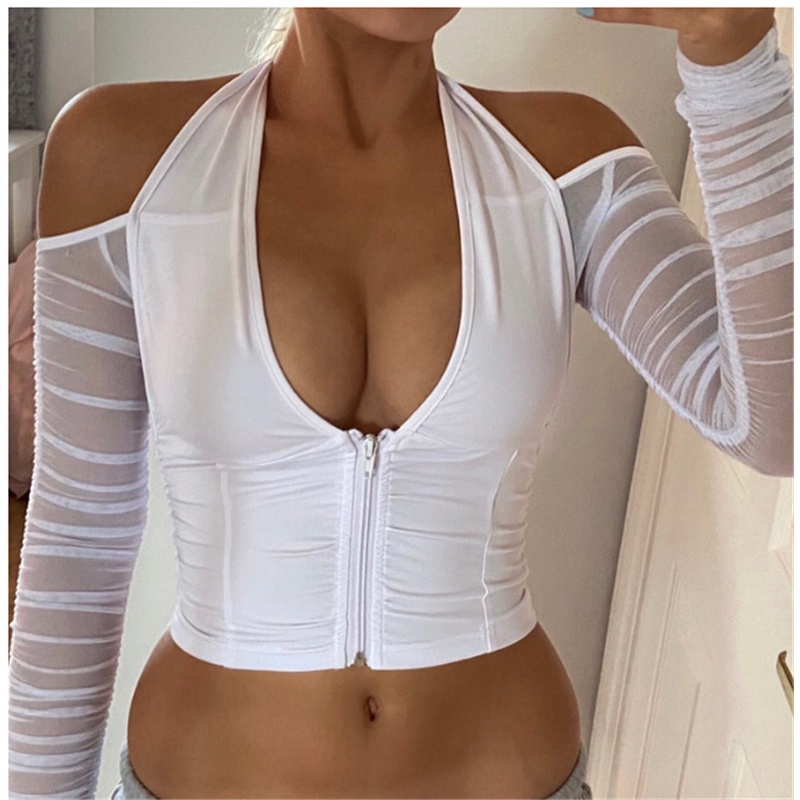 Áo thun dài tay cổ chữ V gợi cảm dành cho nữ