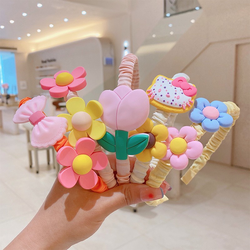 Băng Đô Cài Tóc Xếp Ly Chống Trượt In Họa Tiết Hoạt Hình Dễ Thương Thời Trang Cho Bé