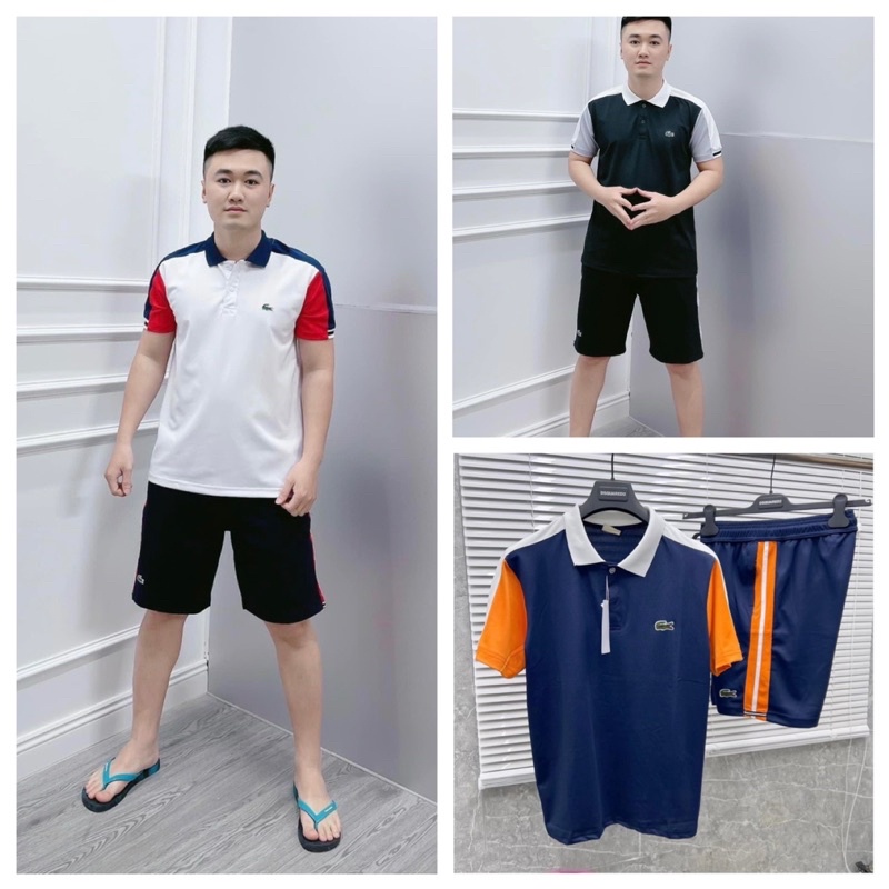 Bộ thể thao nam cá sấu cổ đức phối vai