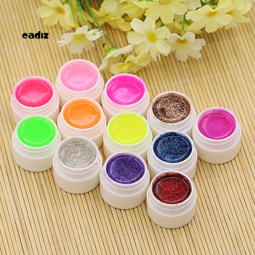 Set 12 Lọ Gel Kim Tuyến Nhiều Màu Sắc Dùng Để Trang Trí Móng Nghệ Thuật