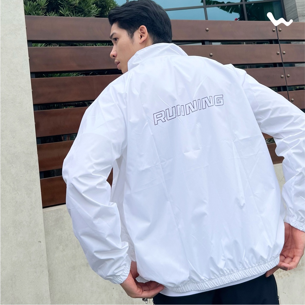 Áo Khoác Thể Thao Nam Running Jacket, Màu Trắng, Welly Sport, Mã AKN09