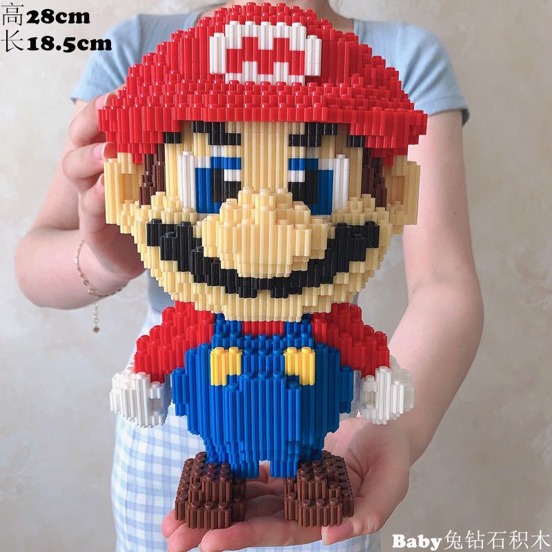 Lắp ráp mô hình 3D nanoblock super mario cỡ lớn 28cm trò chơi chú mario đỏ
