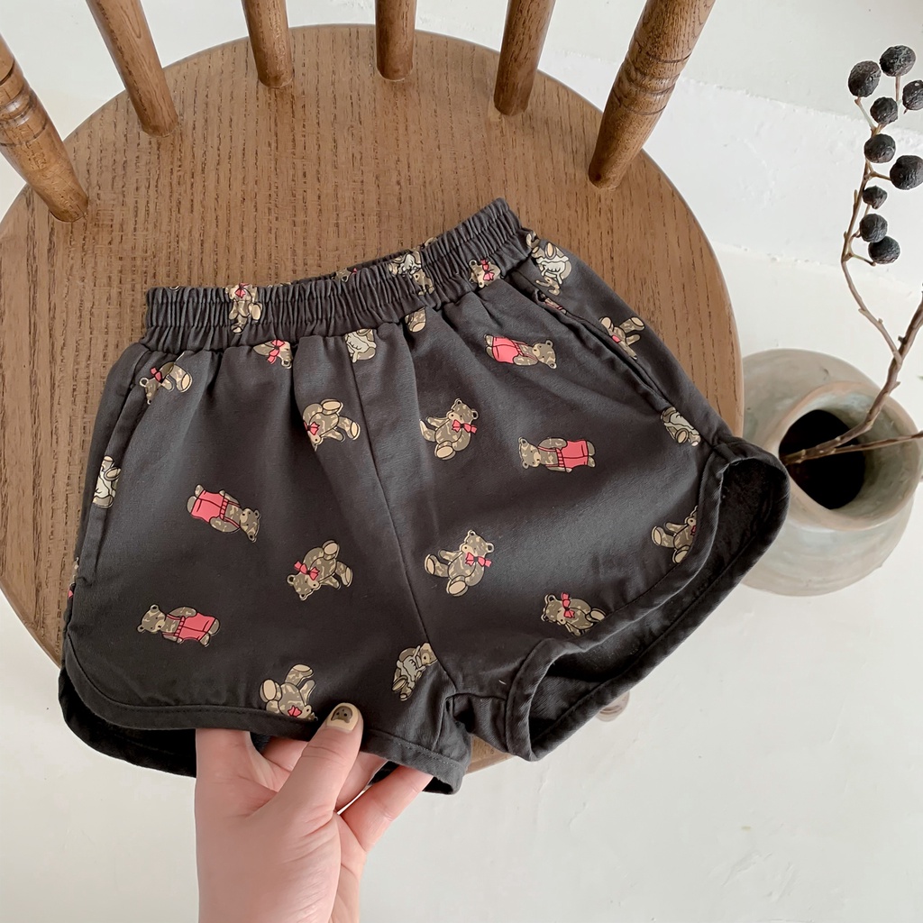 Quần Short Vải Cotton In Hoạt Hình Gấu Dễ Thương Thời Trang Mùa Hè Cho Bé Từ 1-5 Tuổi
