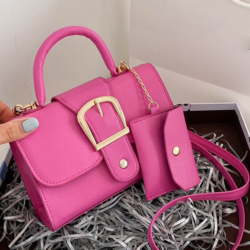 Túi Đeo Chéo Da pu Mềm Màu Kẹo Đơn Giản Phong Cách Phương Tây Cổ Điển Dành Cho Bạn Nữ