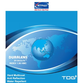 Tròng kính cận phản quang duralens by excelite 1.56 hmc chính hãng thái lan