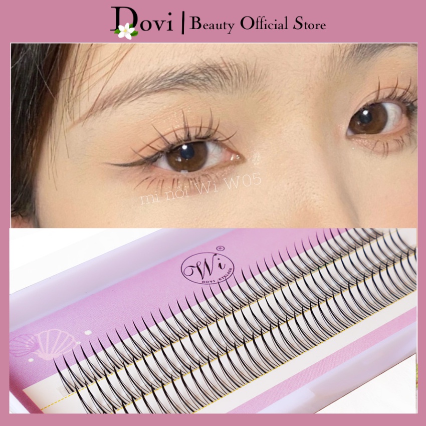 Mi Giả Tách Sợi, Mi nối, Mi Chùm W05 Sợi chữ A 9-11MM Phong Cách Tự Nhiên Tái Sử Dụng 3 Dòng