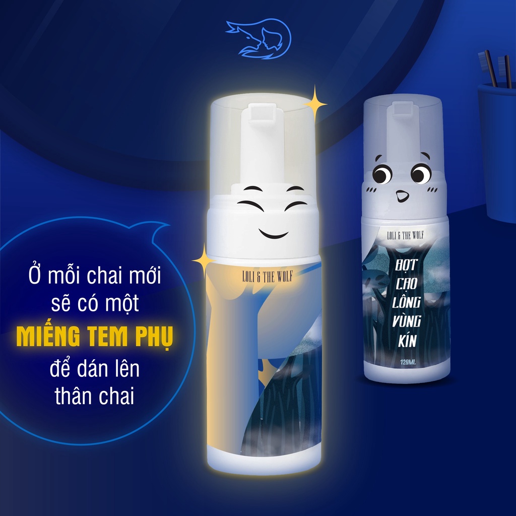 Combo Cạo Lông Vùng Kín Tại Nhà Loli The Wolf Gồm Bọt Cạo Lông Vùng Kín 120ml và Kem Dưỡng Da Vùng Kín Sau Cạo 50ml