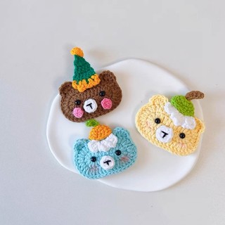 Kẹp tóc hình gấu bằng len handmade