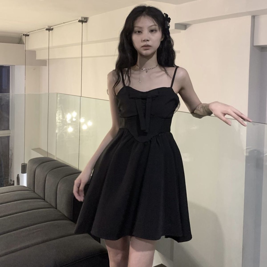 Set Áo Sơ Mi Trắng Tay Phồng + Đầm Chiết Eo Đính Nơ Thời Trang Dành Cho Nữ