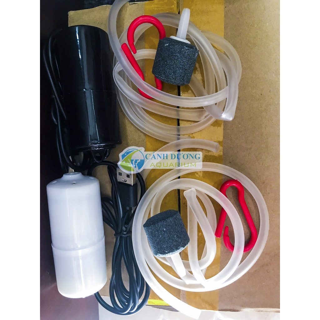 Sủi mini siêu êm 1 vòi-  Máy sục oxy câu cá- Sủi kết nối USB