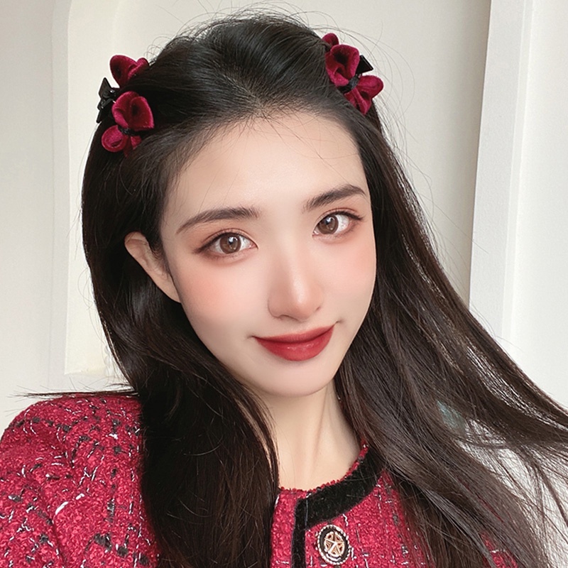 Kẹp Tóc Nhỏ Hình Nơ Bằng Nhung Thời Trang