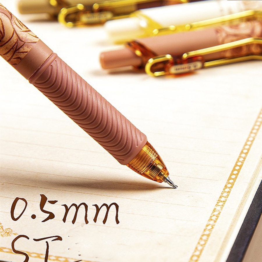 Bút ge vintage B73  mực đen Hoa hồng Rose bút viết nét 0.5mm, viết dễ bâm thương cài kim loại