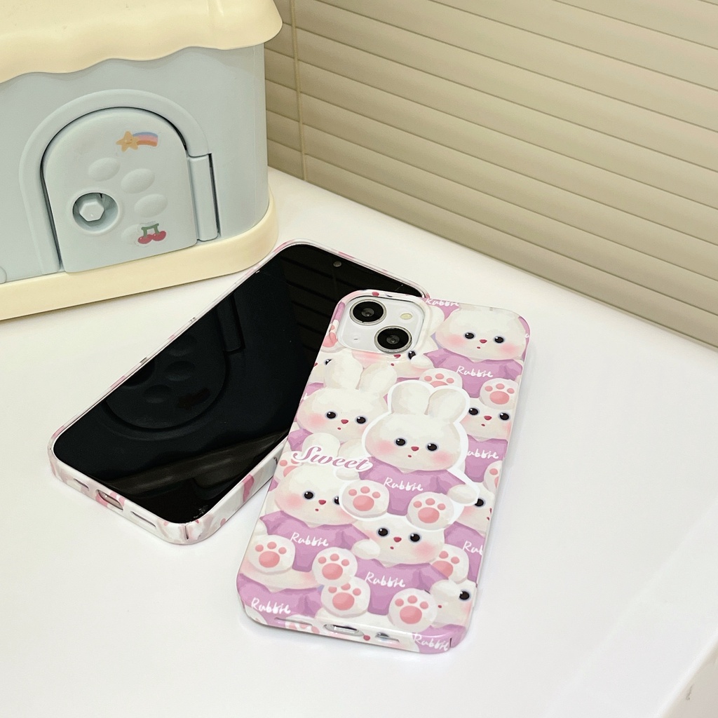 Ốp Điện Thoại PC Cứng Viền TPU Dẻo Họa Tiết Hoạt Hình Chú Thỏ / Gấu Dễ Thương Chống Rơi / Sốc Cho iPhone 14 13 12 11 Pro Max