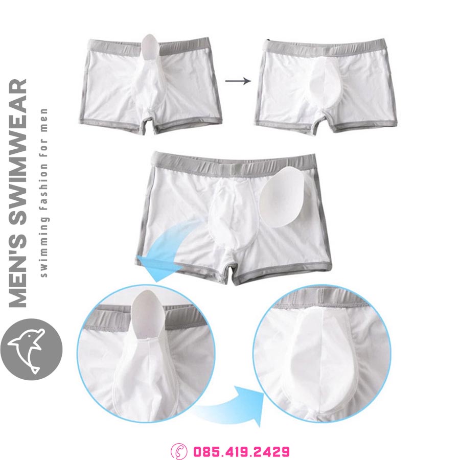 Quần bơi boxer nam cao cấp ống ngắn có miếng độn bảo vệ
