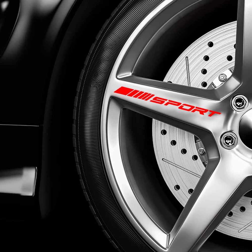 Bộ 4 Miếng Dán Trang Trí Bánh Xe Hơi Thể Thao Bằng Vinyl Tự Dính DIY