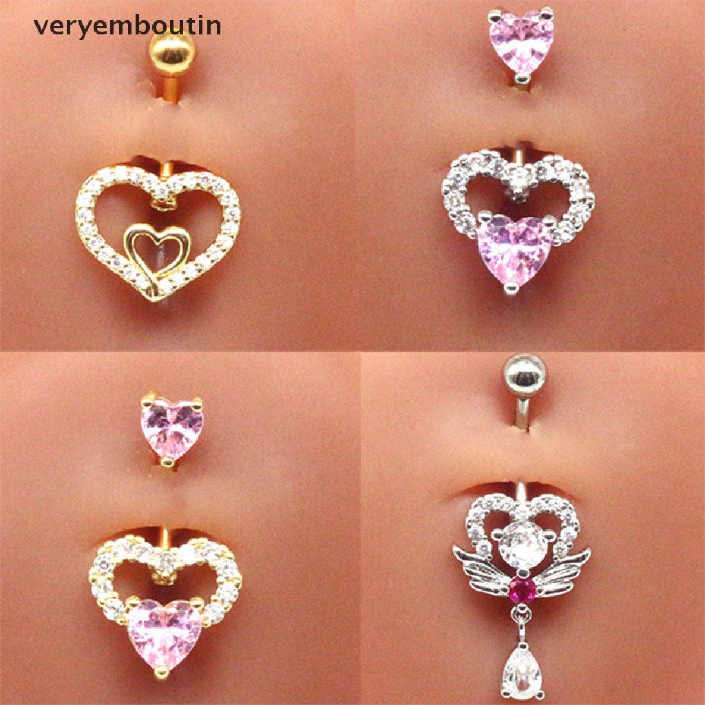 Khuyên Rốn Đính Đá Hình Giọt Nước 14G Thời Trang Cho Nữ