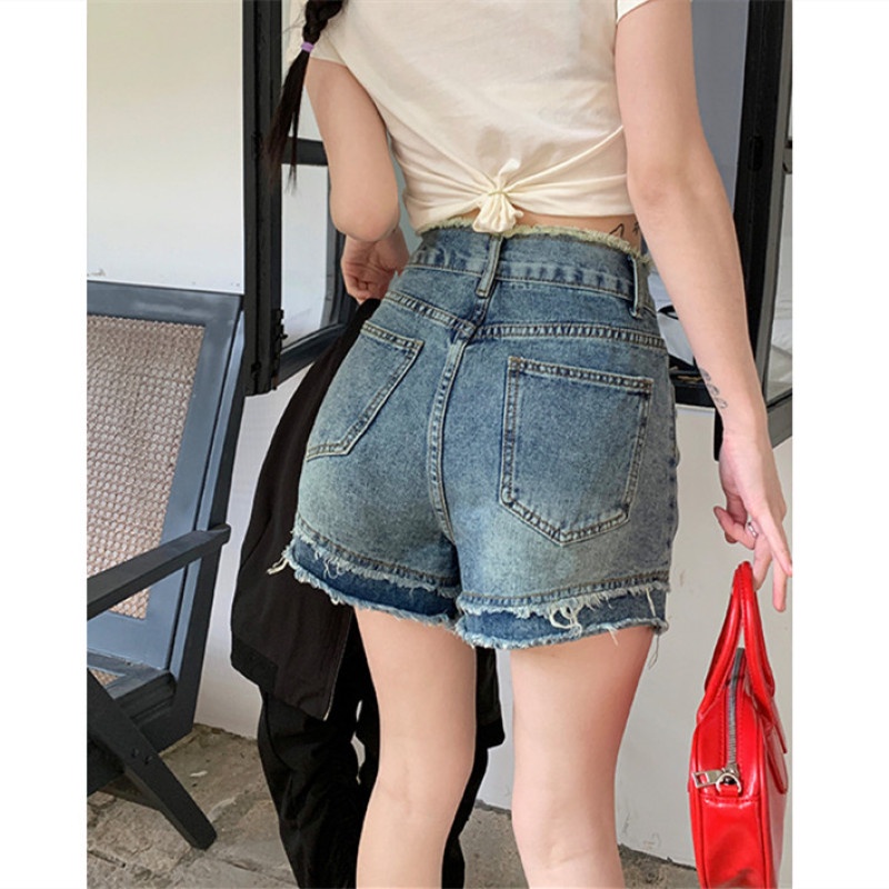 Quần Short Denim Ống Rộng Thời Trang Mùa Hè Dành Cho Nữ