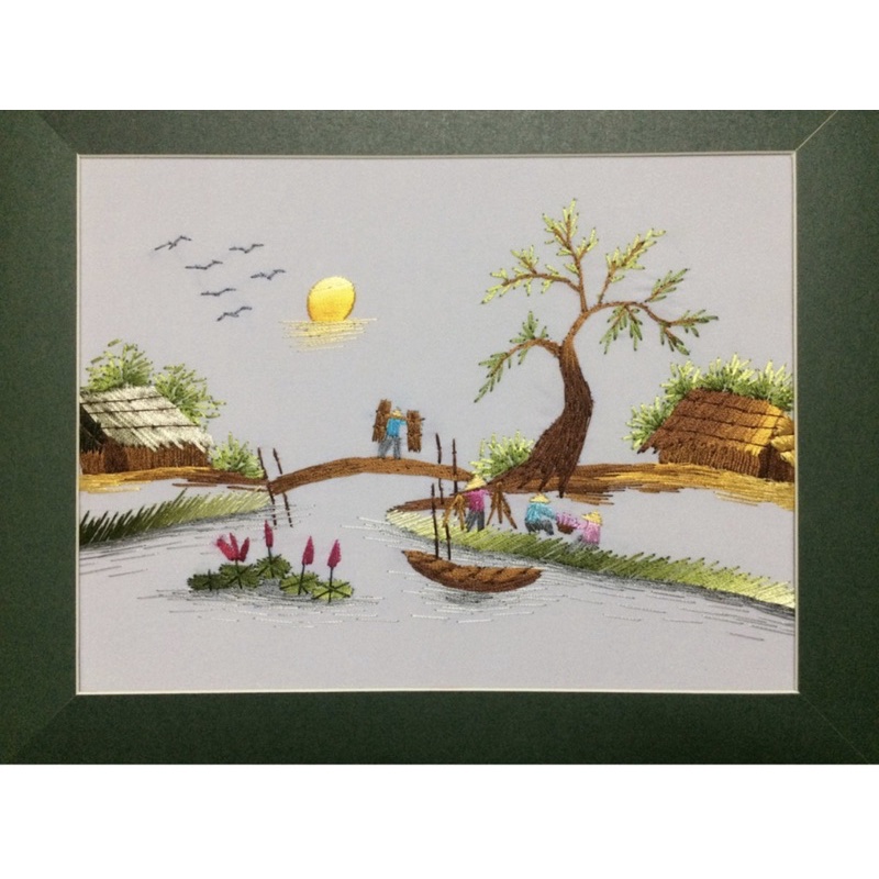Combo 12 bức tranh hoàn thiện - Tranh thêu tay phong cảnh Việt Nam 25 x 30cm