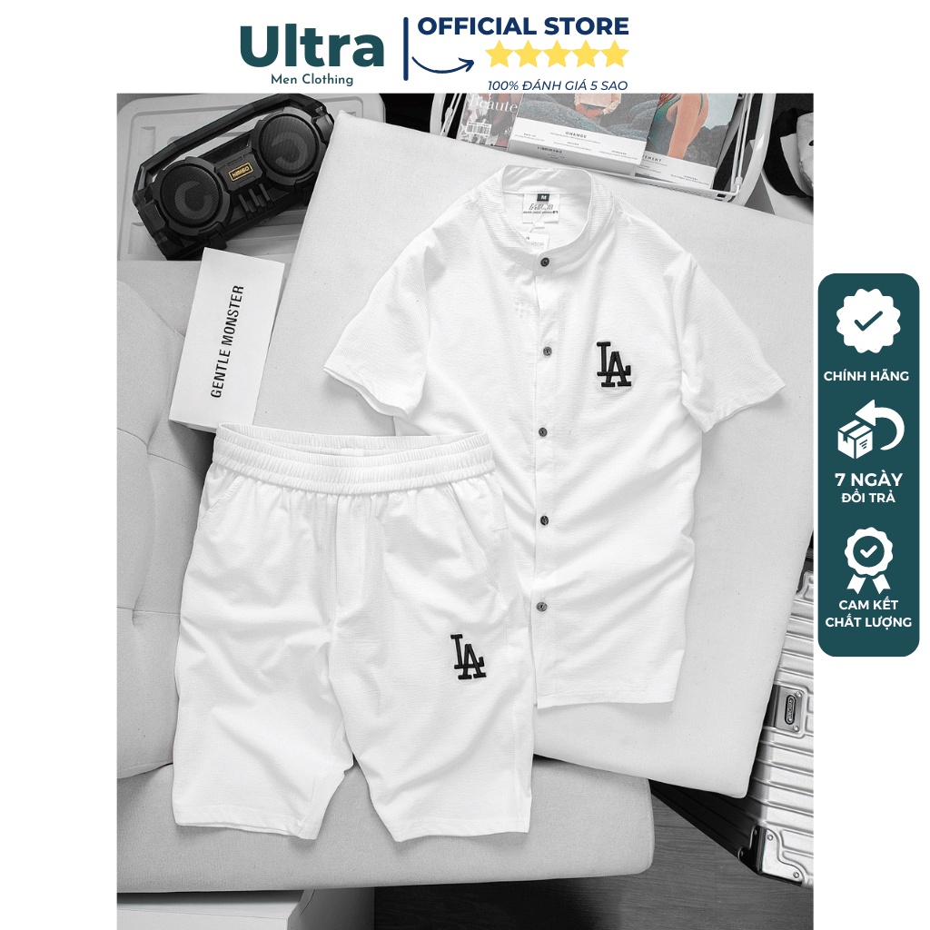 Bộ đồ nam mùa hè có cổ Hàng Cao Cấp Ultra Men Um10 Bộ quần áo nam sơ mi mặc nhà chất mát phom chuẩn đẹp 2023