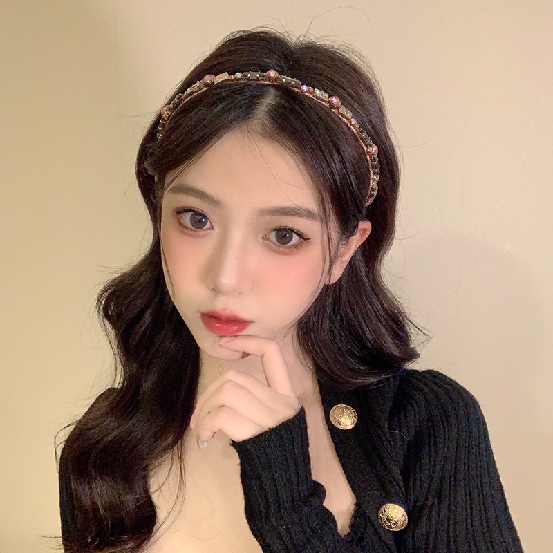 Băng đô cài tóc CHLINS hợp kim bản mỏng đính đá pha lê nhân tạo thời trang dành cho nữ