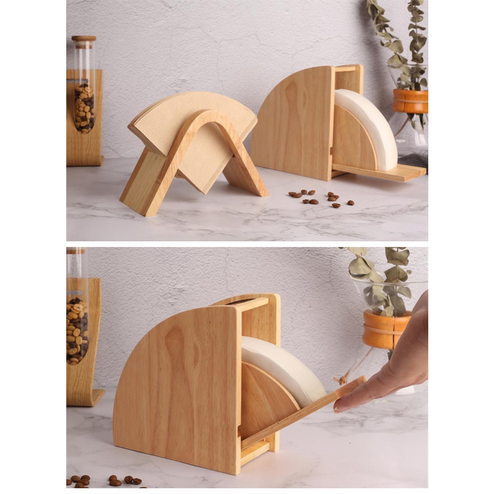 Shamjina Giá đỡ giấy lọc cà phê V60 bằng gỗ acrylic cầm tay đa năng chống bụi có thể tái sử dụng cho quán cà phê