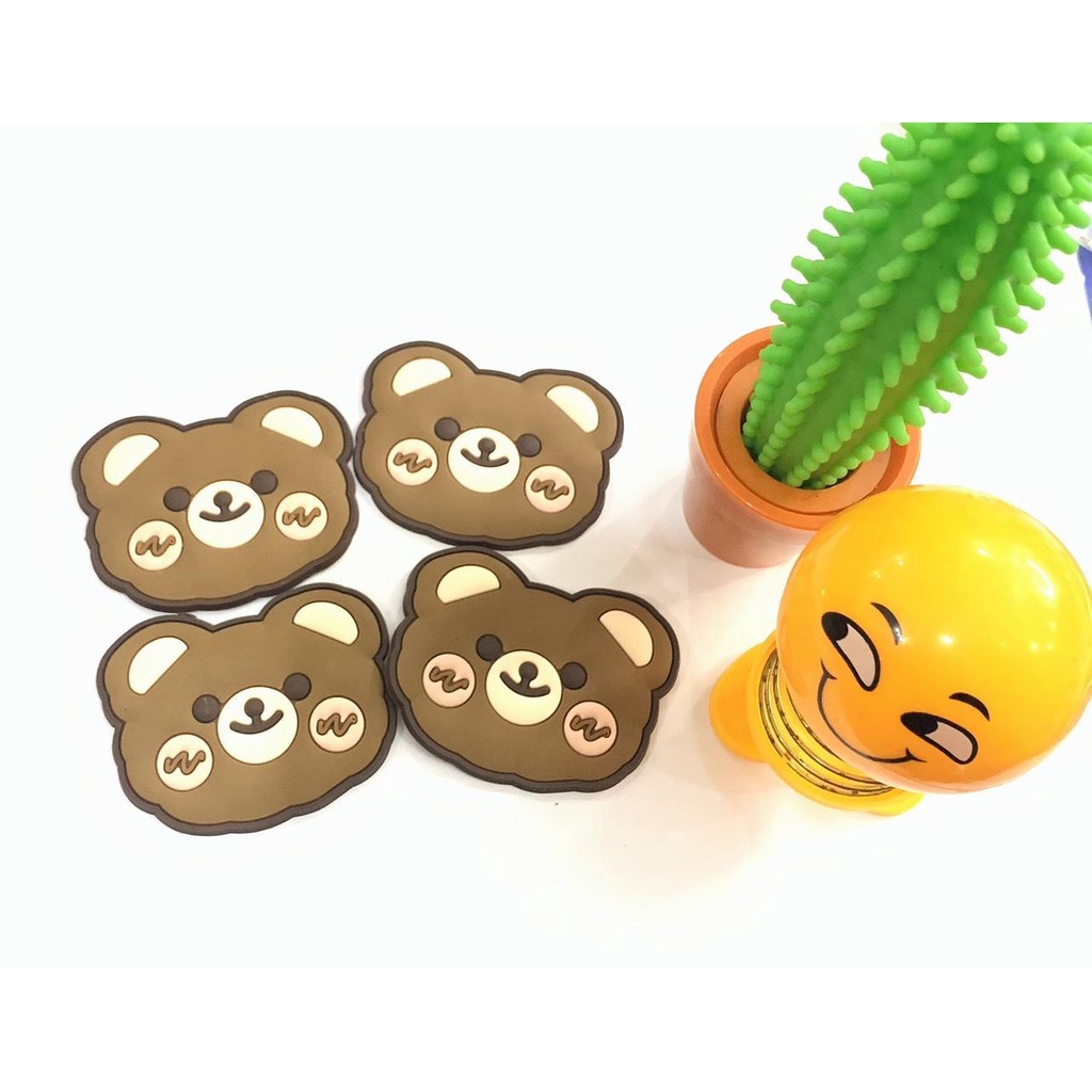 SKC3 GẤU MÁ HỒNG Sticker đính dán dép mẫu mới  dễ thương cho nam nữ phù hợp mọi loại dép