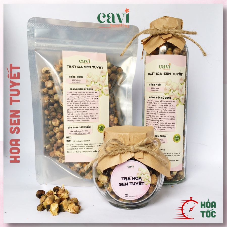 Trà Hoa Sen Tuyết sấy khô 100g giúp đào thải độc tố, làm trắng da Cavi Healthy