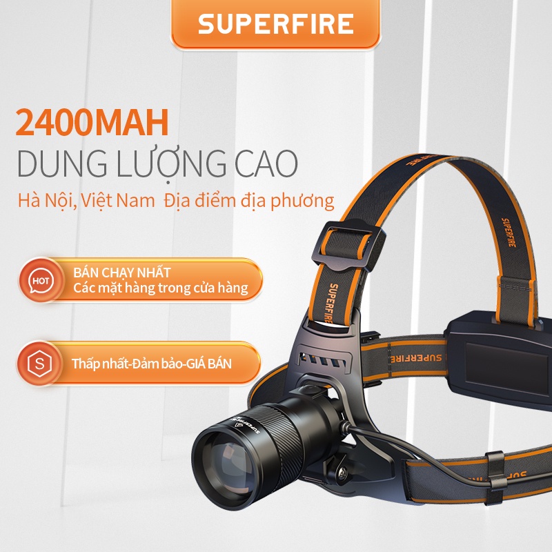 Đèn Pin Đội Đầu SUPERFIRE HL71 Đeo Trán Cảm Biến Siêu Sáng 15W