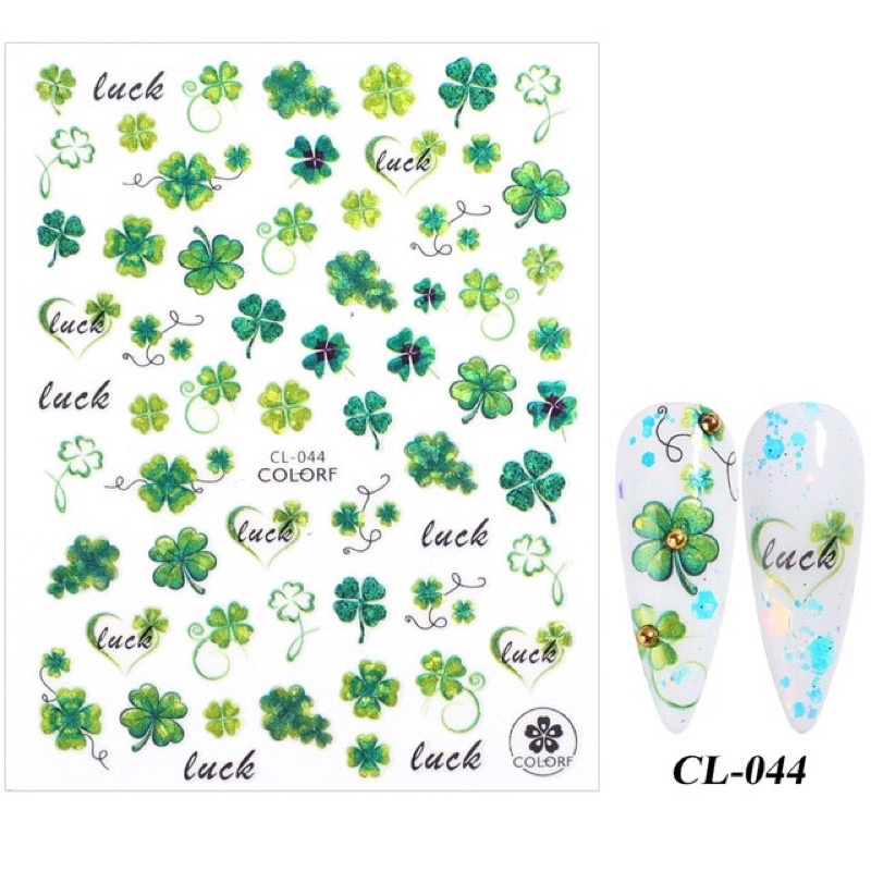 Sticker cỏ 4 lá trang trí nail