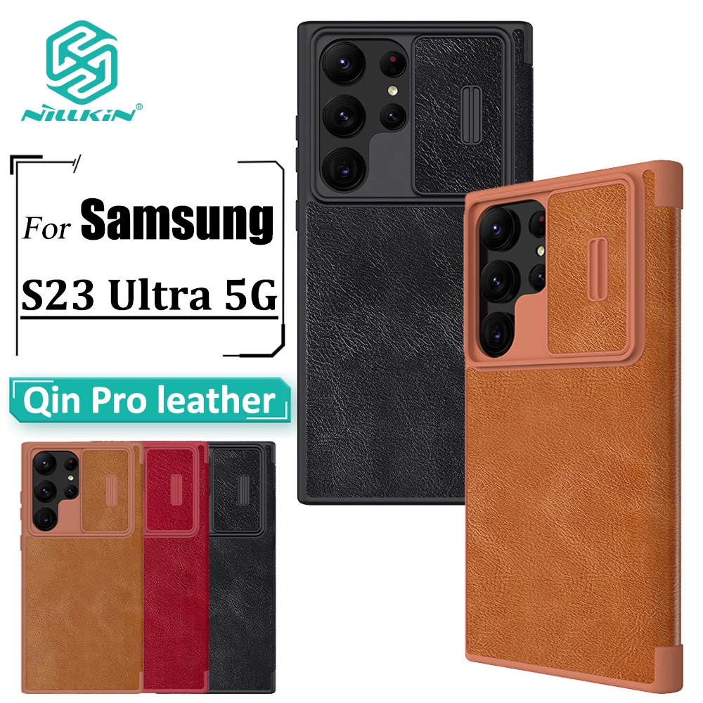 Ốp Điện Thoại Nillkin Bằng Da Nắp Lật Chống Sốc Kèm Ngăn Đựng Thẻ Cho Samsung Galaxy S23 Ultra