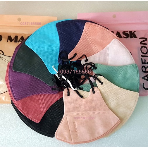 Khẩu trang 5D 𝐂𝐀𝐑𝐄𝐈𝐎𝐍 𝐌𝐀𝐒𝐊 nhiều màu chuẩn Thái Lan, quai thun, túi 10 cái