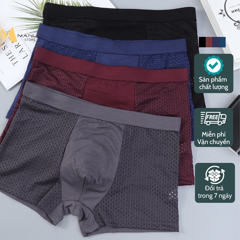 Quần Sịp Đùi Boxer Nam VICENZO Thông Hơi Kháng Khuẩn Cao Cấp, Quần Sịp Nam - SND01