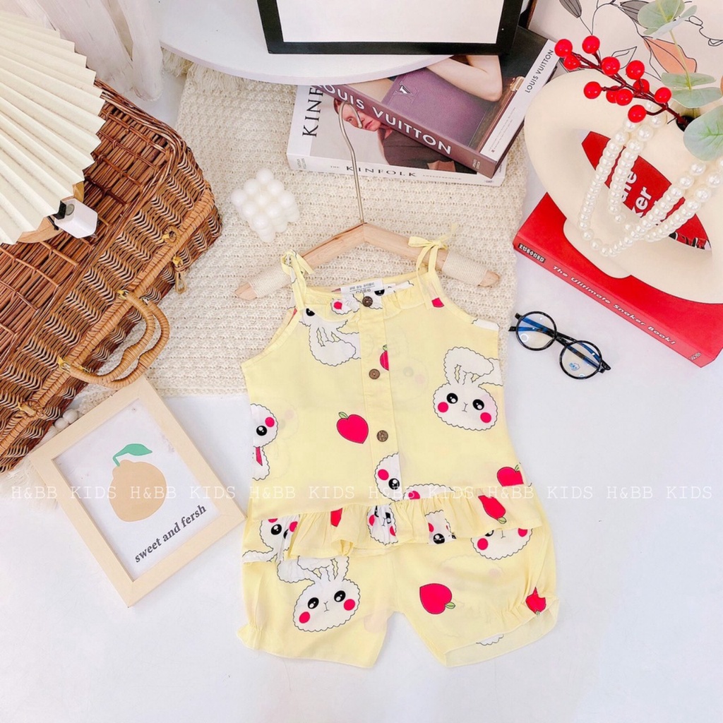 Bộ lanh 2 dây hàn quốc hàng thiết kế cách điệu 4-17kg, set lanh hai dây mặc nhà cho bé gái, bộ đũi lụa cho bé