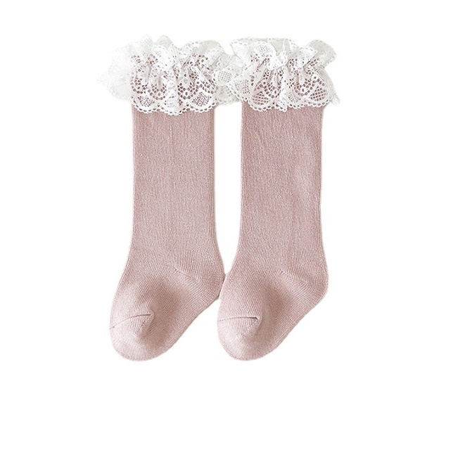 Tất Cao Cổ Công Chúa Thêu Ren Cho Bé Gái Từ Sơ Sinh Đến 2 Tuổi Chất Cotton Siêu Mềm Mịn