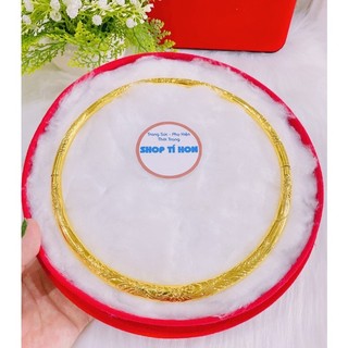 Kiềng cưới chạm hoa văn xi vàng 24 cao cấp ( có tặng kèm hộp nhung đỏ đựng )