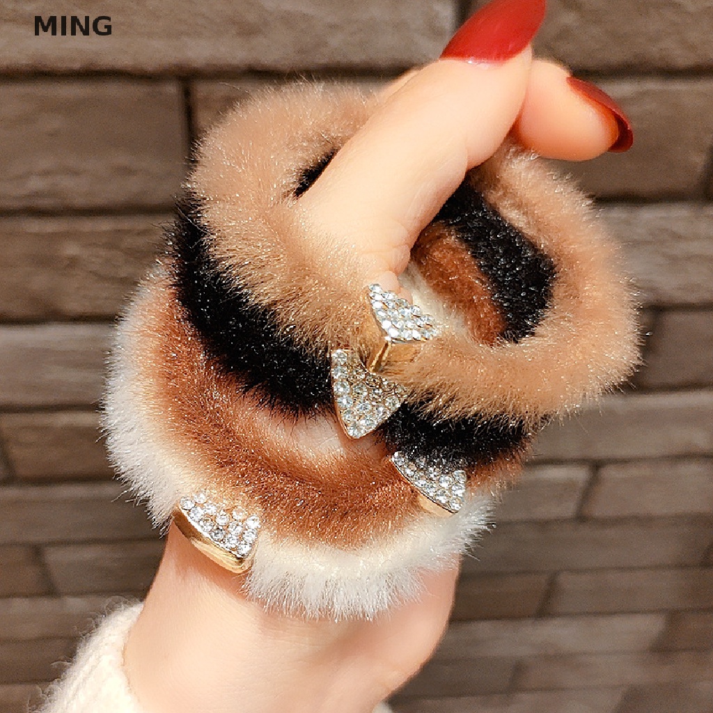 Ming Mới Dây Cột Tóc Nhung Lông Đính Đá Phong Cách Ins Đơn Giản Và Bền Đa Năng Dành Cho Mùa Thu Đông TH