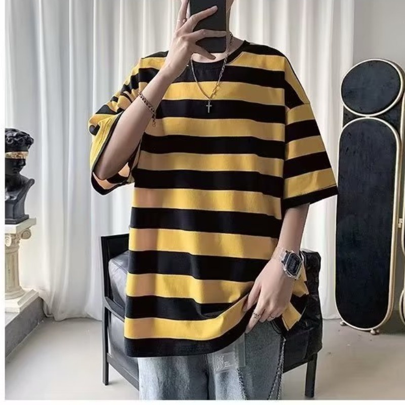 Áo Thun Tay Ngắn Cổ Tròn Plus Size M-8XL Phong Cách Hàn Quốc Cho Nam