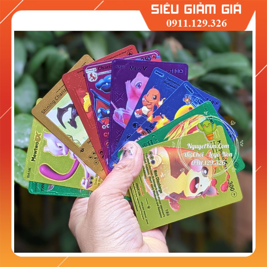 Túi 10 Thẻ Bài Pokemon Vip Cao Cấp Loại Mạ Màu Ánh Cầu Vồng Cực Chất Vmax GX- Đồ Chơi Sưu Tập