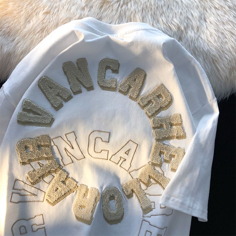 COZOK Áo Thun Ngắn Tay Dáng Rộng Thêu Họa Tiết Thời Trang