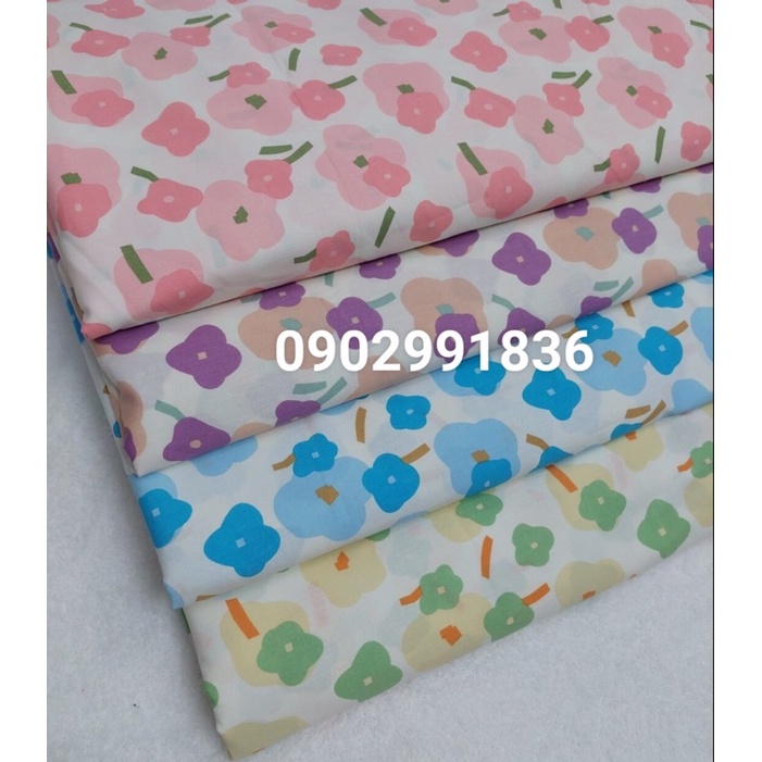 Vải Thô Cotton hoa xinh