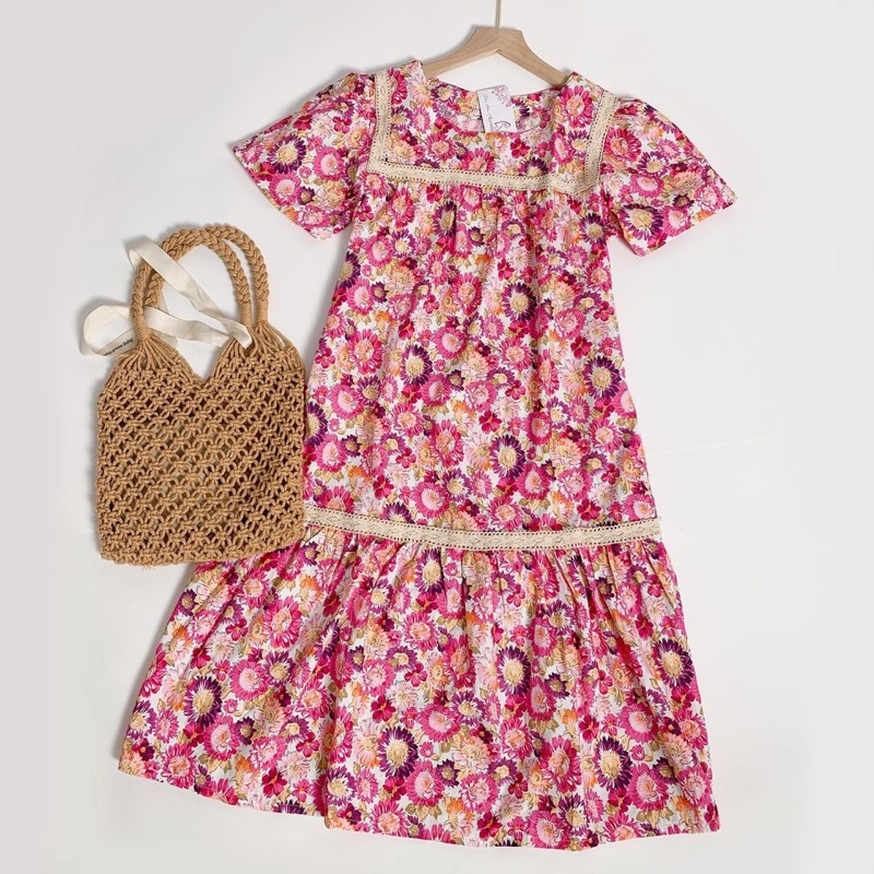 Đầm Bầu Váy Bầu Thiết Kế Hàn Quốc Dáng Xuông Babydoll Đuôi Cá Hoạ Tiết Hoa Nhí Chất Thô Nến Cao Cấp Fullsize 40-85kg