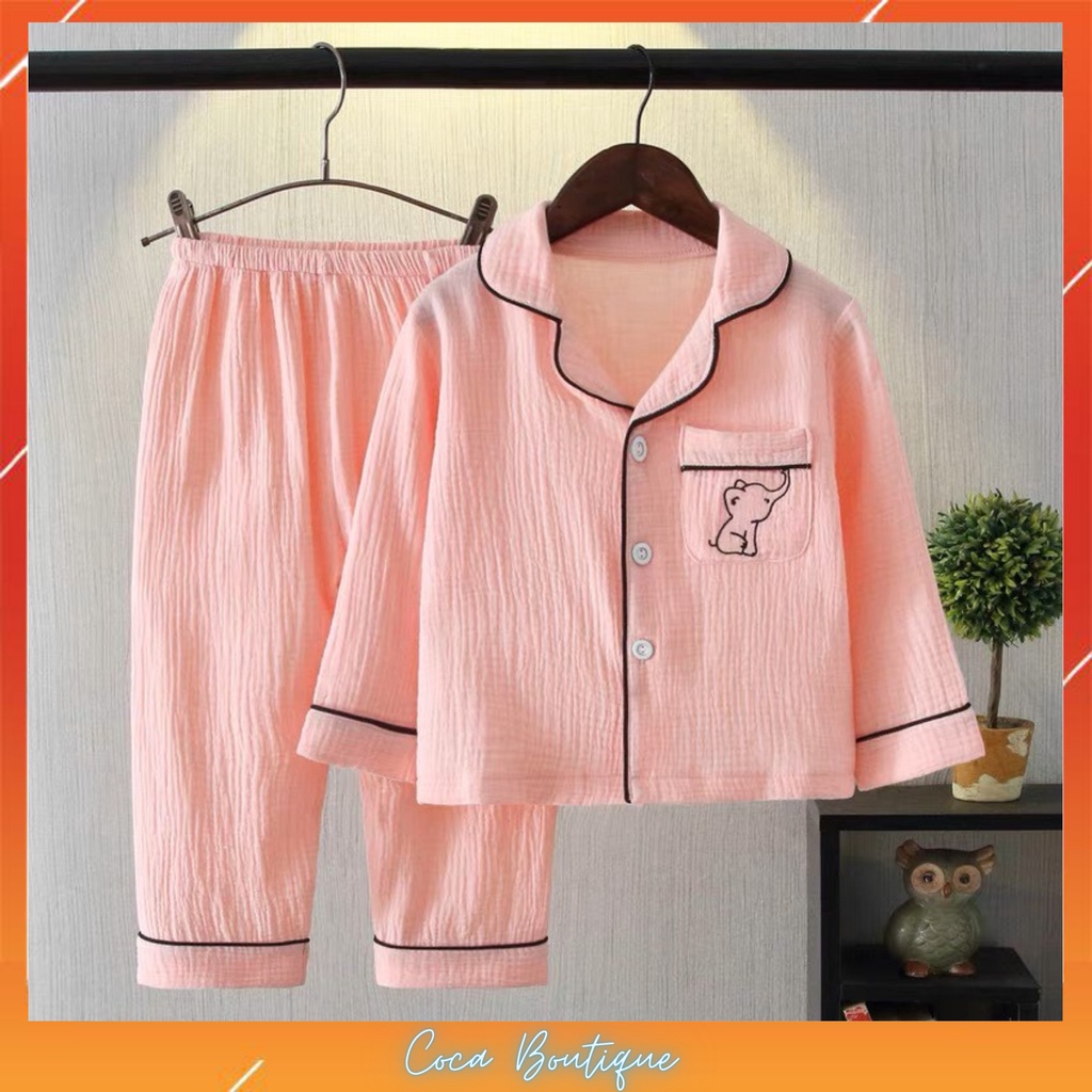 Đồ Ngủ Dài Tay Cho Bé, Bộ Pijama dài tay Bé Trai, Bộ Pijama Cho Bé Gái Chất Đũi In Hình Cực Yêu Cho Bé Từ 8kg - 39kg