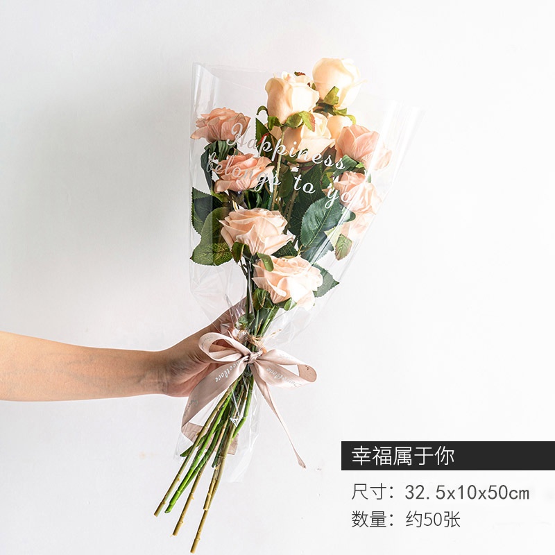 Giấy kính gói hoa chữ trắng