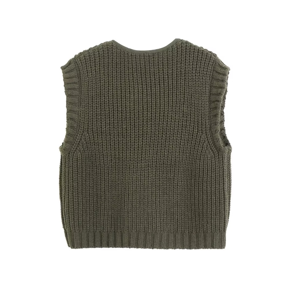 Made in Morocco - Áo len Zara xanh không tay AT1KTG53N10