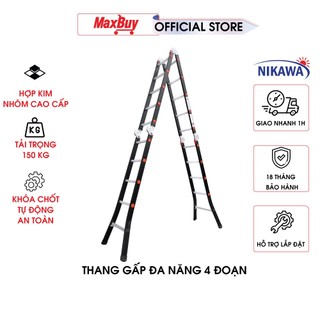 Thang nhôm gấp 4 đoạn chân choãi chiều cao chữ I 3,6m-6,48m đa năng nhập khẩu Nhật Bản NIKAWA NKG-C - Bảo hành 18 tháng